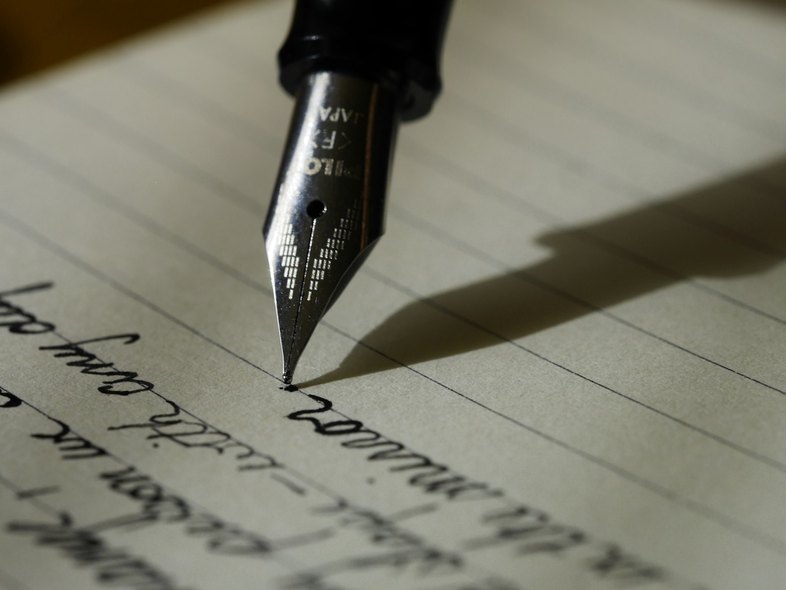 Fountain pen writing on lined paper, a reminder that a username is a public label