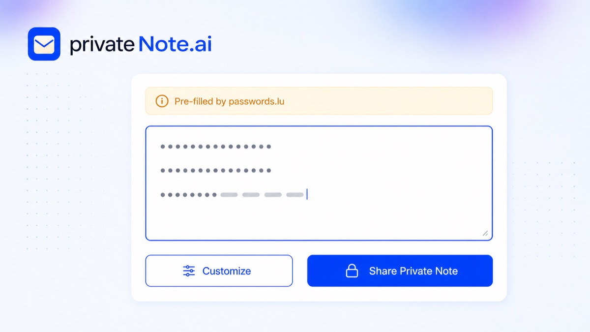 PrivateNote.ai integration with passwords.lu